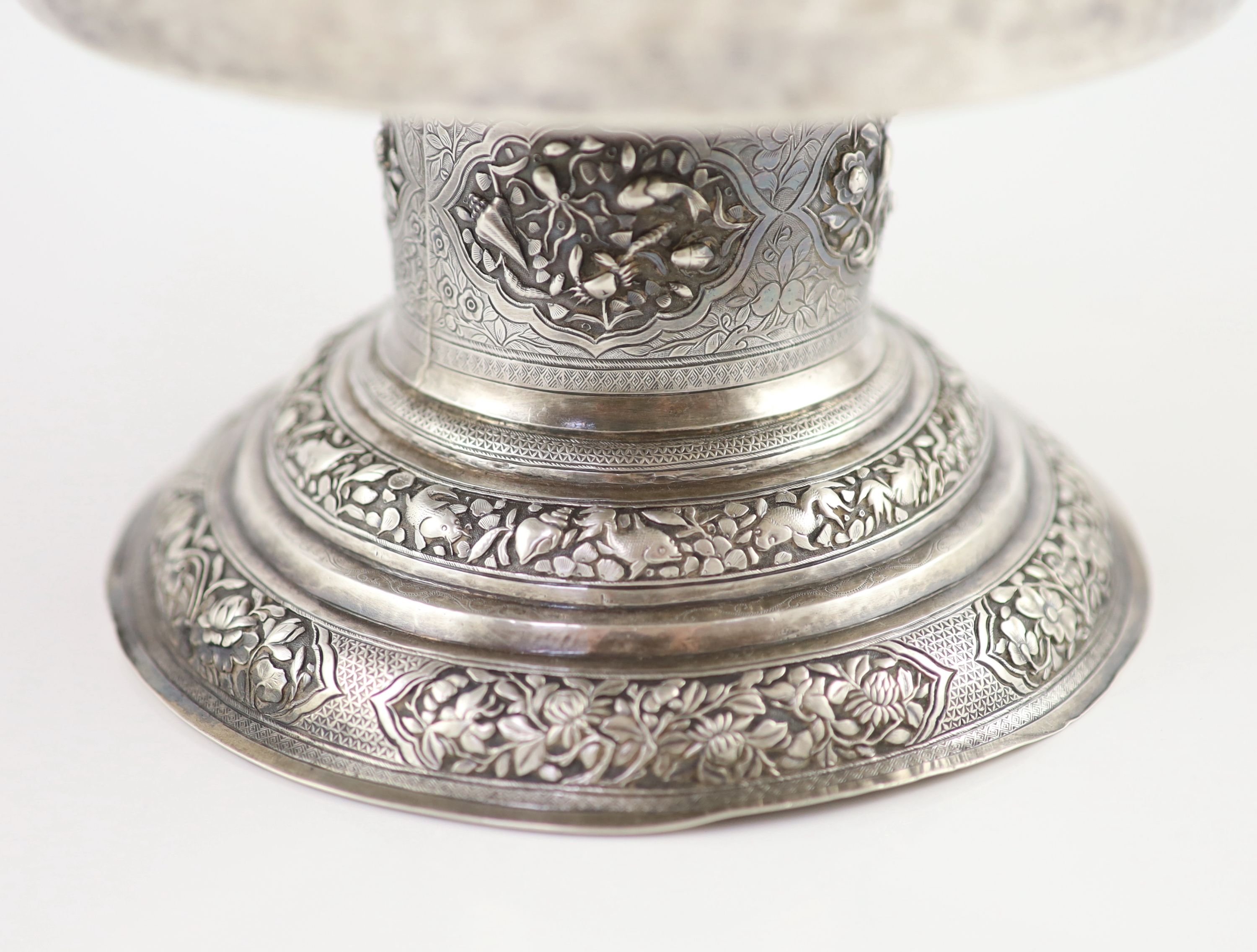A late 19th/early 20th century South East Asian silver pedestal bowl